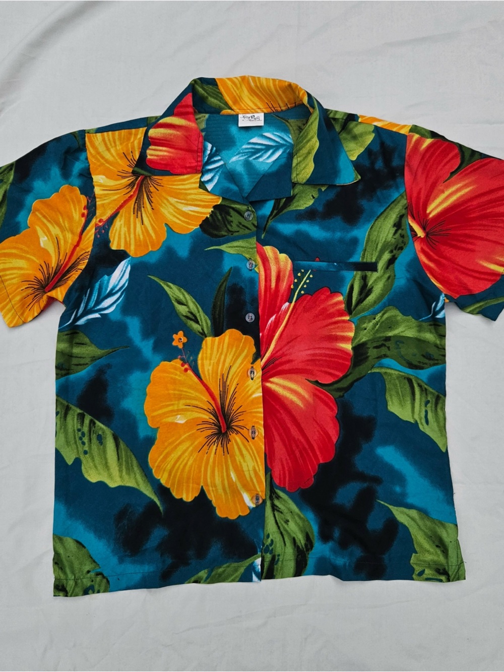 Hawaiian Bright Floral Button-Up Shirt